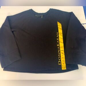 Donna Karen Active Black Sweatshirt Gold Foil Letters S Workout Cozy Designer